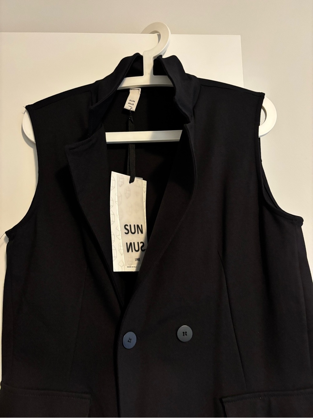 Black Double-Breasted Sleeveless Blazer Vest